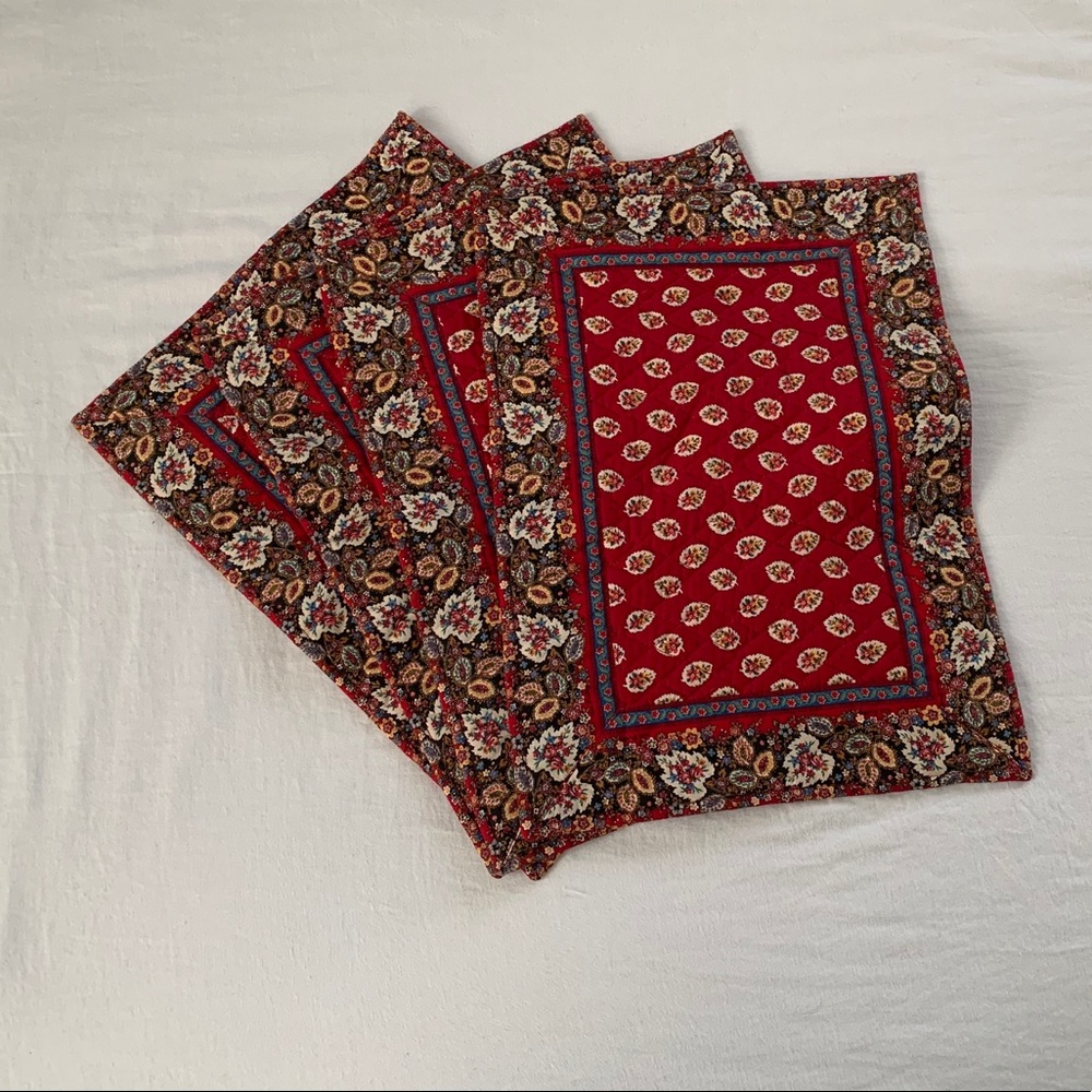 Vera Bradley placemats x4 Red leaf pattern